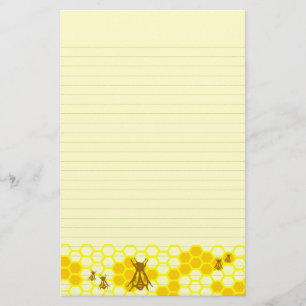 Honey Bee Yellow Honeycomb Lined Stationery Briefpapier