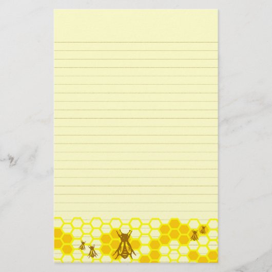 Honey Bee Yellow Honeycomb Lined Stationery Briefpapier (Vorderseite)