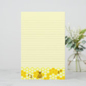 Honey Bee Yellow Honeycomb Lined Stationery Briefpapier (Stehend Vorderseite)