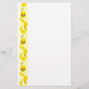 Honey Bee Yellow Honeycomb Stationery Briefpapier