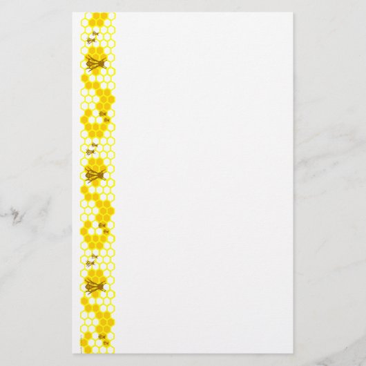 Honey Bee Yellow Honeycomb Stationery Briefpapier (Vorderseite)