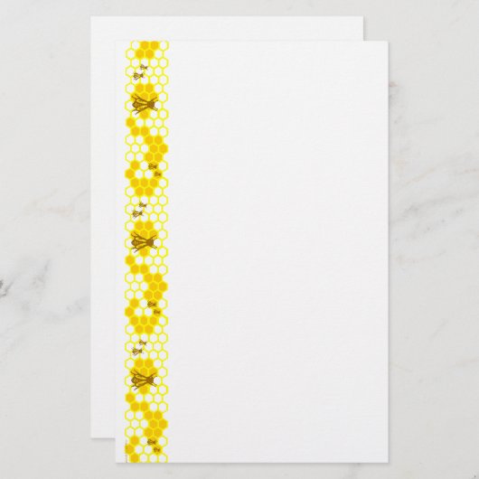 Honey Bee Yellow Honeycomb Stationery Briefpapier (Vorne/Hinten)