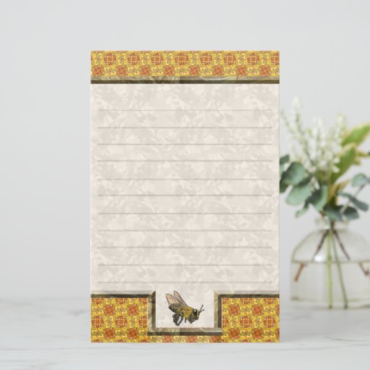Honey Bee Yellow Lined Briefpapier (Stehend Vorderseite)