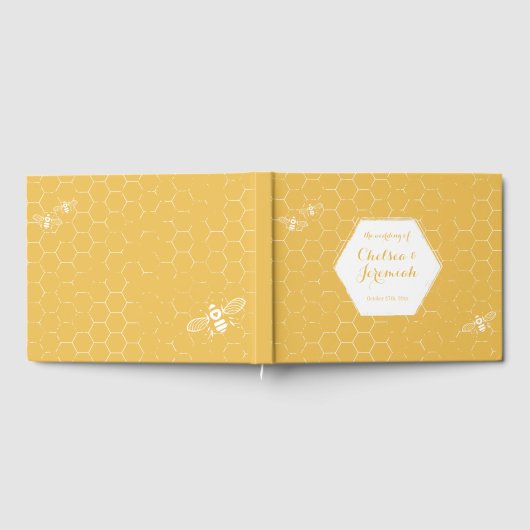 Honey Bee Yellow Muster Custom Wedding Gästebuch (Voll)