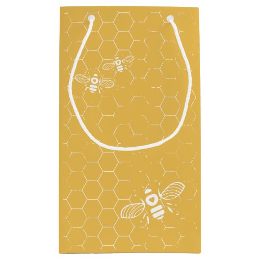 Honey Bee Yellow Pattern Individuelle Name Kleine Geschenktüte (Rückseite)