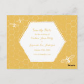 Honey Bee Yellow Pattern Save the Date Postcard Postkarte (Rückseite)
