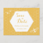 Honey Bee Yellow Pattern Save the Date Postcard Postkarte (Vorderseite)