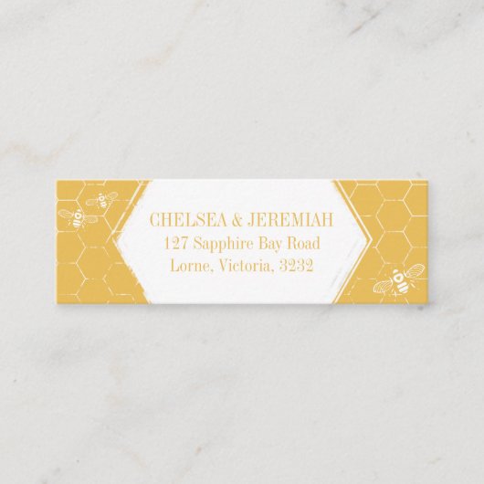 Honey Bee Yellow White Muster Custom Address Card Mini Visitenkarte (Vorderseite)