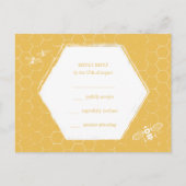 Honey Bee Yellow White Pattern Custom RSVP Card Einladungspostkarte (Rückseite)