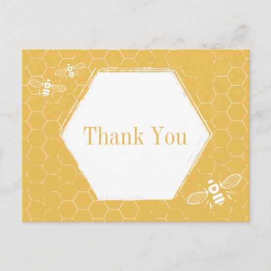Honey Bee Yellow White Pattern Vielen Dank Postkarte (Vorderseite)