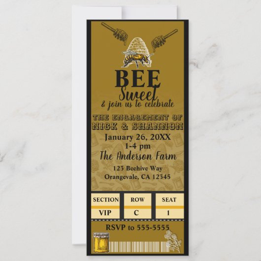 Honey Beehive Birthday Party Event Ticket Einladung (Vorderseite)