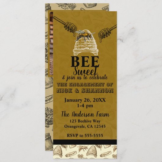 Honey Beehive Engagement Party Event Ticket Einladung (Vorne/Hinten)