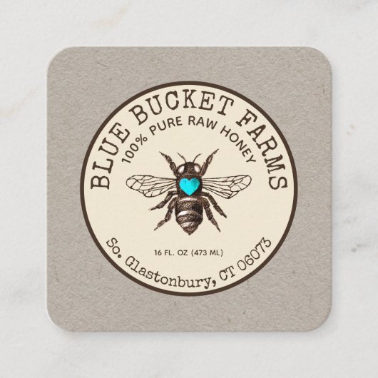 Honey Beekeeper Kraft Square Business Card Quadratische Visitenkarte (Vorderseite)