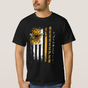 Honey Beekeeping Hive Beekeeper USA Flag Indect T-Shirt