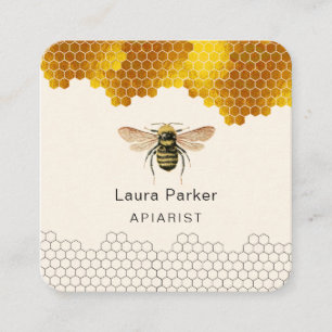Honey Beeper Honeycomb Apiarist Gold Imker Quadratische Visitenkarte