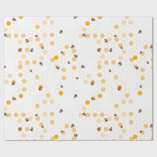 Honey Bees and Honey Comb Gift Wrapping Paper Geschenkpapier (Flach)