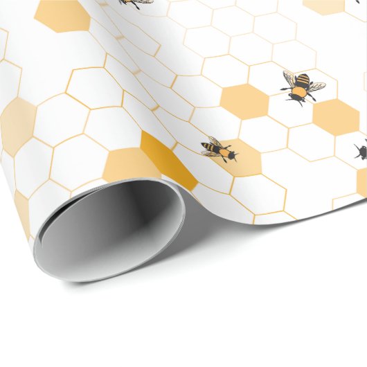 Honey Bees and Honey Comb Gift Wrapping Paper Geschenkpapier (Rolleneckpunkt)
