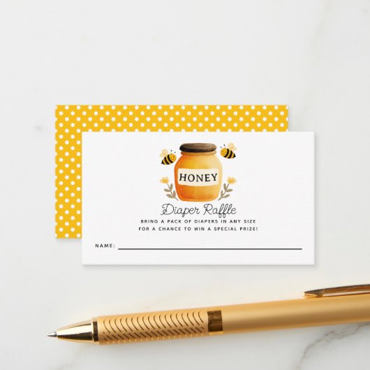 Honey & Bees Baby Shower Diaper Raffle Ticket  Begleitkarte (Vorderseite/Rückseite Beispiel)