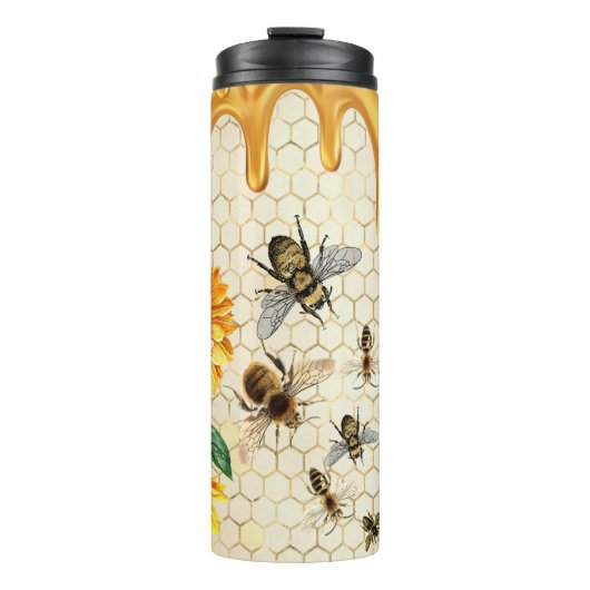 Honey Bees Bee Happy Honey Tropfens Thermosbecher (Vorderseite)