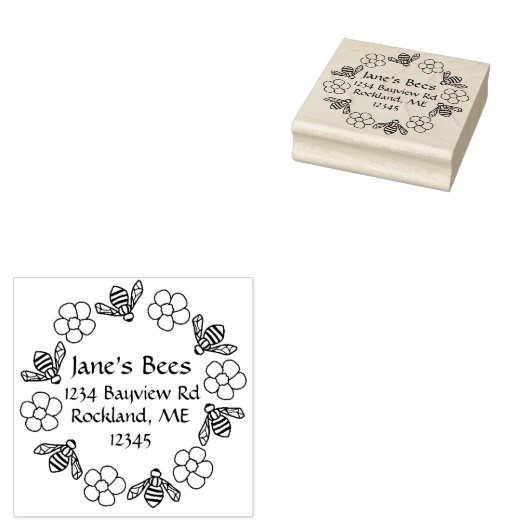 Honey Bees Blume Individuelle Name Gummistempel (Stempel)