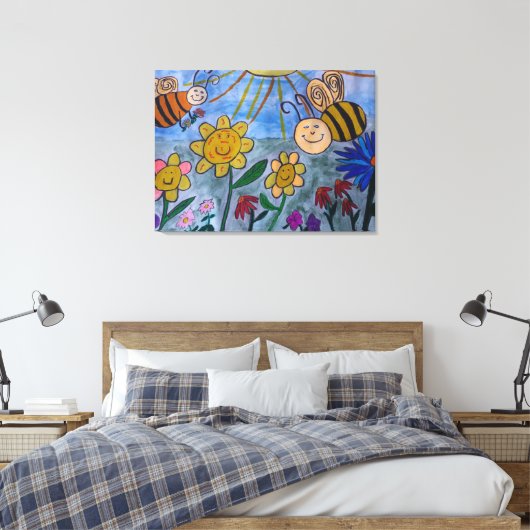Honey Bees & Blume Leinwand Art (Insitu (Schlafzimmer))