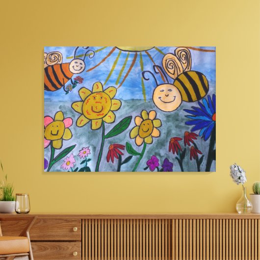 Honey Bees & Blume Leinwand Art (Insitu (Wohnzimmer))
