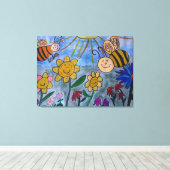 Honey Bees & Blume Leinwand Art (Insitu (Holzboden))