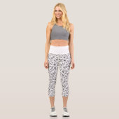 Honey Bees & Blume Liberty Pattern Black & White Capri Leggings (Vorderseite)