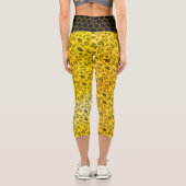 Honey Bees & Blume Liberty Pattern Black Yellow Capri Leggings (Rückseite)