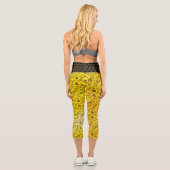 Honey Bees & Blume Liberty Pattern Black Yellow Capri Leggings (Rückseite)