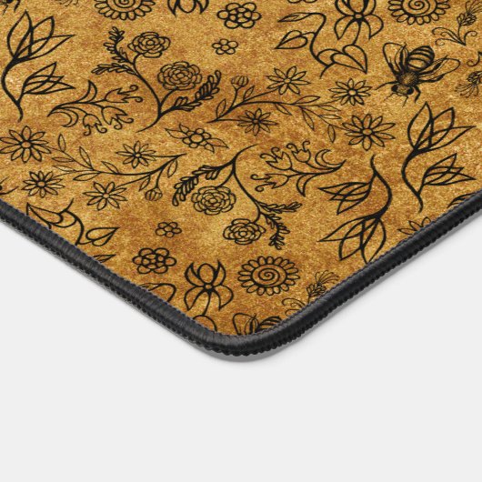 Honey Bees Boho Nature Blume Print Niedlich Brown  Schreibtischunterlage (Ecke)