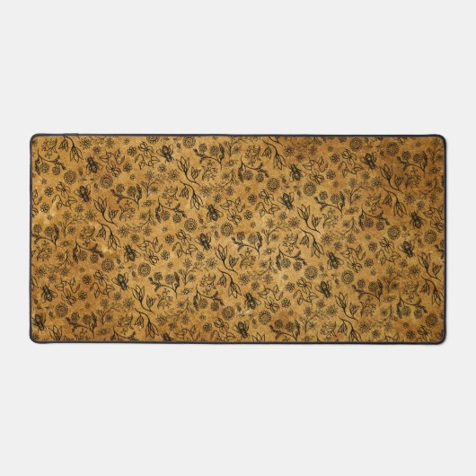 Honey Bees Boho Nature Blume Print Niedlich Brown Schreibtischunterlage (Vorderseite)