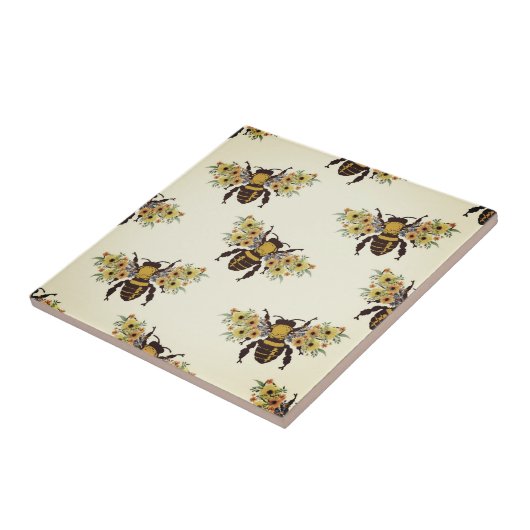 Honey Bees Brown Beige Gold | KERAMIK Fliese (Seite)