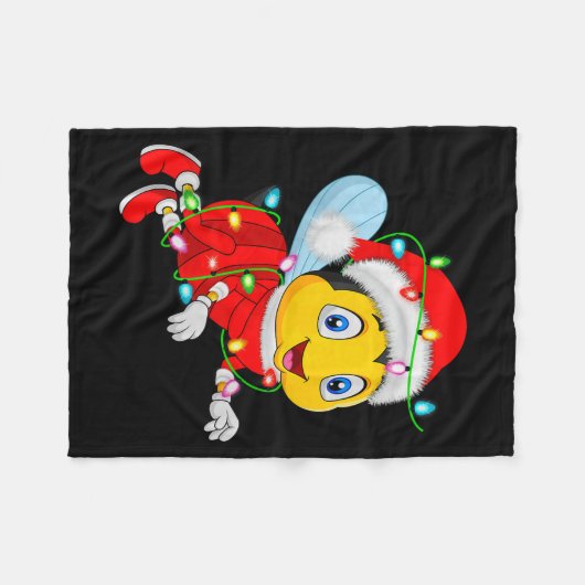 Honey Bees Christmas Lights Santa Costume Cute Ani Fleecedecke (Vorderseite (Horizontal))