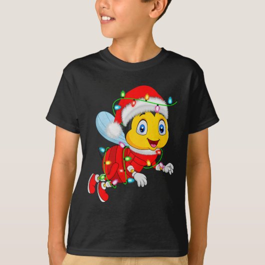Honey Bees Christmas Lights Santa Costume Cute Ani T-Shirt (Vorderseite)