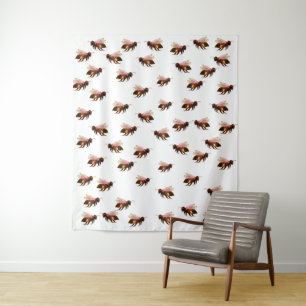 Honey Bees Flying Wandteppich