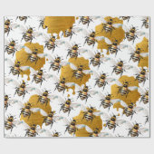 Honey Bees Gold Honey Geschenkpapier (Flach)