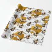 Honey Bees Gold Honey Geschenkpapier (Ungerollt)