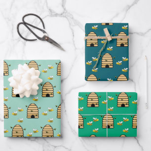 Honey Bees Hive Design Wrapping Paper Geschenkpapier Set