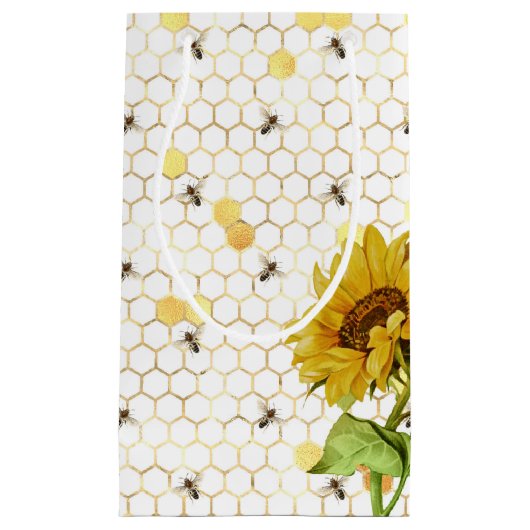 Honey Bees & Honeycomb Pattern Kleine Geschenktüte (Vorderseite)