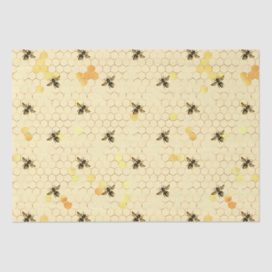 Honey Bees & Honeycomb Pattern Seidenpapier (Vorderseite)