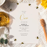 Honey Bees Kids 1st Birthday Einladung<br><div class="desc">A stylish honey bee print inspired by vintage embroidery.</div>