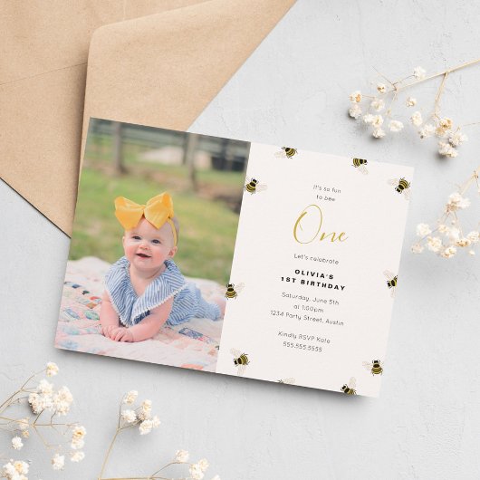 Honey Bees Kids 1st Birthday Einladung