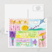 Honey Bees Kite Watercolor Blume glücklich Sommer Postkarte (Vorne/Hinten)