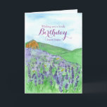 Honey Bees Lavender Field Happy Birthday Sister Karte<br><div class="desc">Ein hübscher Geburtstag für Ihre Schwester mit einer ruhigen Hütte auf einem Feld von Lavendelblüten Blume mit Honigbienen,  die an einem Sommertag in Aquarellmalung herumschwitzen. Sie können die Formulierung an Ihre Bedürfnisse anpassen.</div>