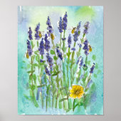 Honey Bees Lavender Herb Watercolor Blume Poster (Vorne)