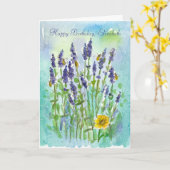 Honey Bees Lavender Personalisiert Happy Birthday Karte (Gelbe Blume)