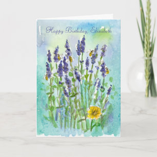 Honey Bees Lavender Personalisiert Happy Birthday Karte
