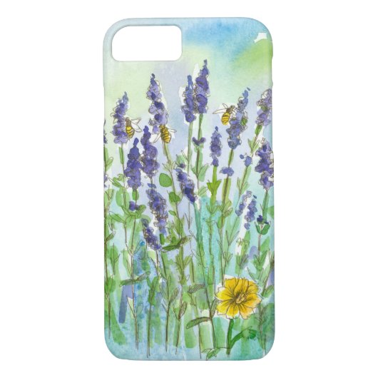 Honey Bees Lavender Wildblume Watercolor Case-Mate iPhone Hülle (Rückseite)
