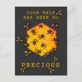 Honey Bees Modern Black Customizable Vielen Dank Postkarte (Vorderseite)